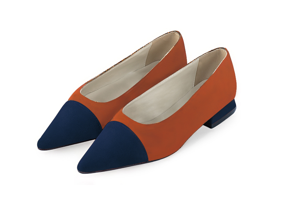 Escarpin habill bleu marine et orange corail Escarpin classique